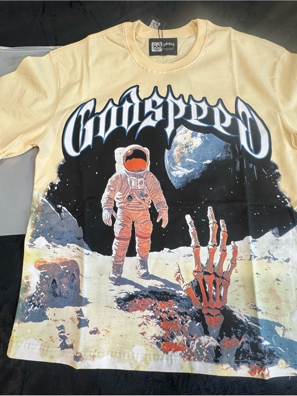 🧑‍🚀🌗Godspeed Astronaut Graphic T-Shirt creamy Size Large🧑‍🚀🌗